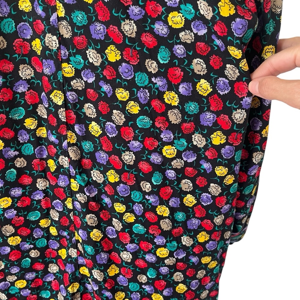 Vintage Colorayons multicolor floral blazer black single breasted oversized M - Picture 8 of 13
